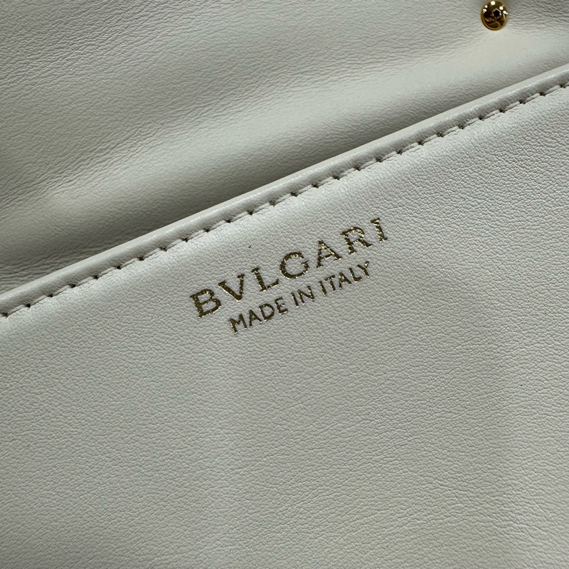 Bvlgari 291089 米白牛皮金鏈舌頭包 斜背包-32