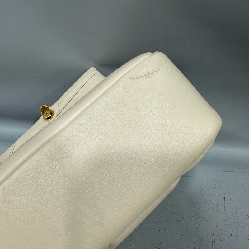 Bvlgari 291089 米白牛皮金鏈舌頭包 斜背包-35