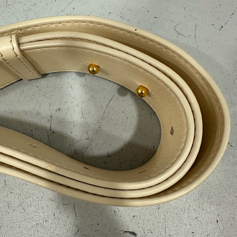 Bvlgari 291089 米白牛皮金鏈舌頭包 斜背包-47