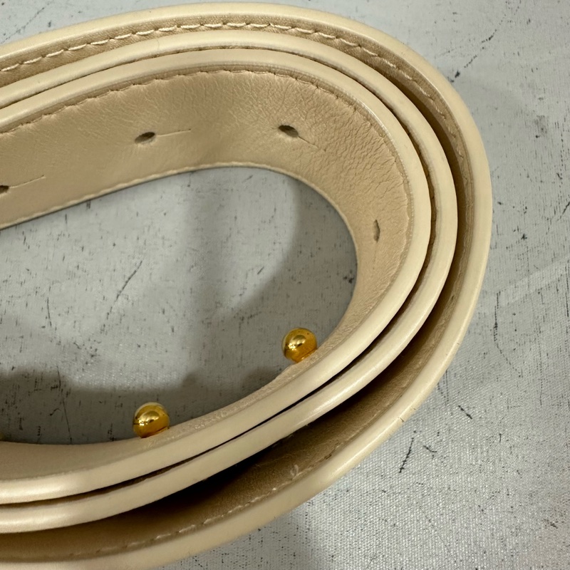 Bvlgari 291089 米白牛皮金鏈舌頭包 斜背包-49