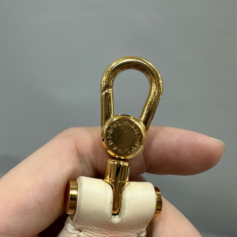 Bvlgari 291089 米白牛皮金鏈舌頭包 斜背包-58