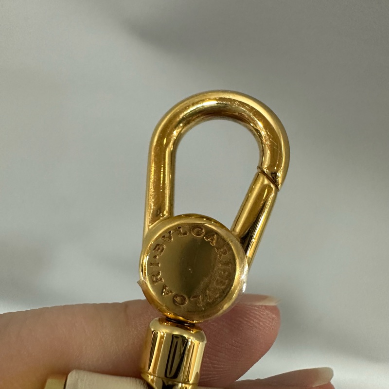 Bvlgari 291089 米白牛皮金鏈舌頭包 斜背包-62