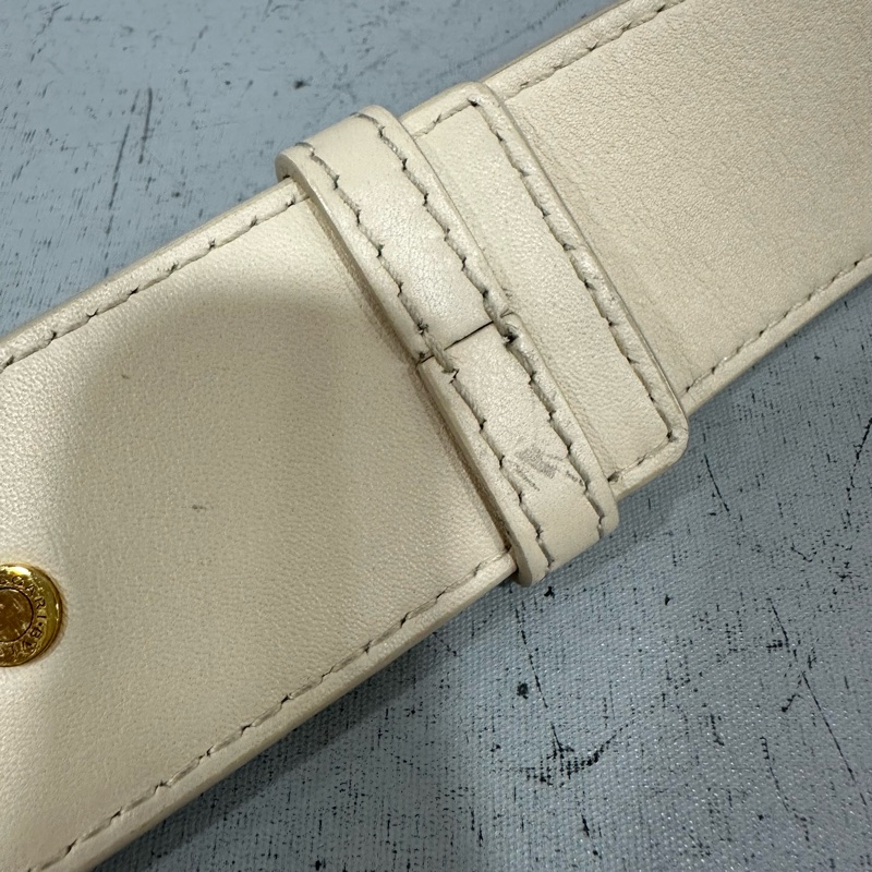 Bvlgari 291089 米白牛皮金鏈舌頭包 斜背包-72