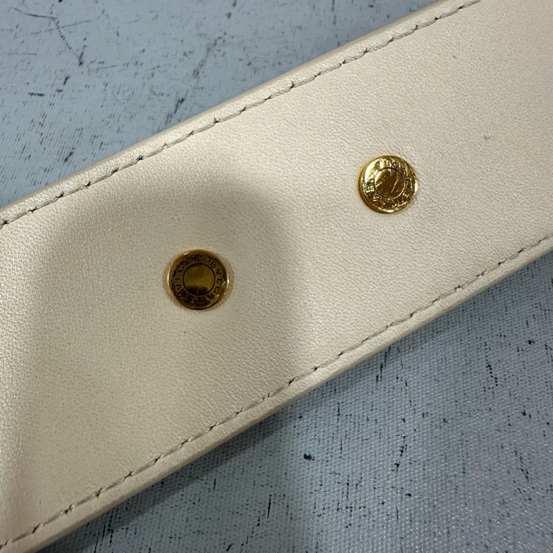 Bvlgari 291089 米白牛皮金鏈舌頭包 斜背包-73