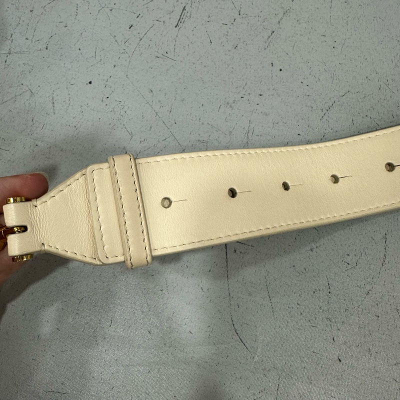 Bvlgari 291089 米白牛皮金鏈舌頭包 斜背包-77