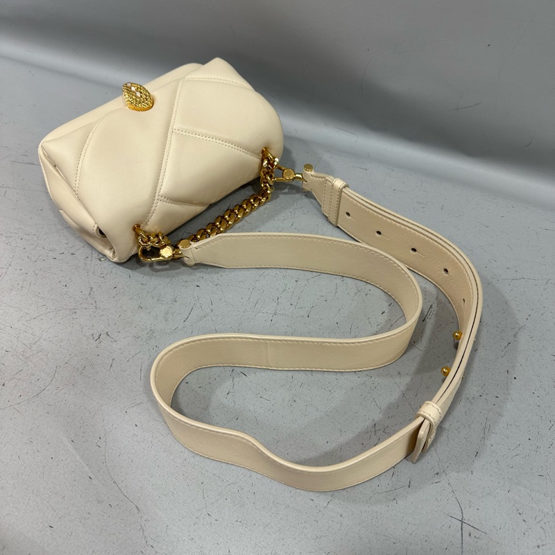 Bvlgari 291089 米白牛皮金鏈舌頭包 斜背包-78