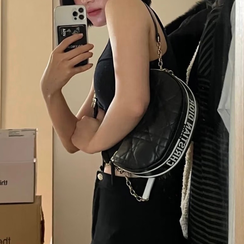 ✨Dior vibe hobo羊皮小號 專櫃十萬 單肩斜背手提都好酷🖤-1