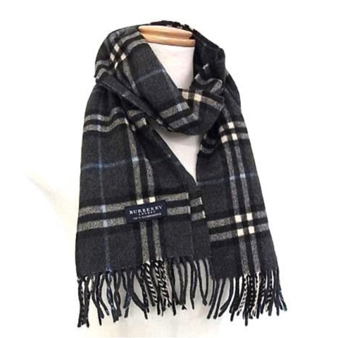 BURBERRY深灰色格紋羊絨圍巾✨