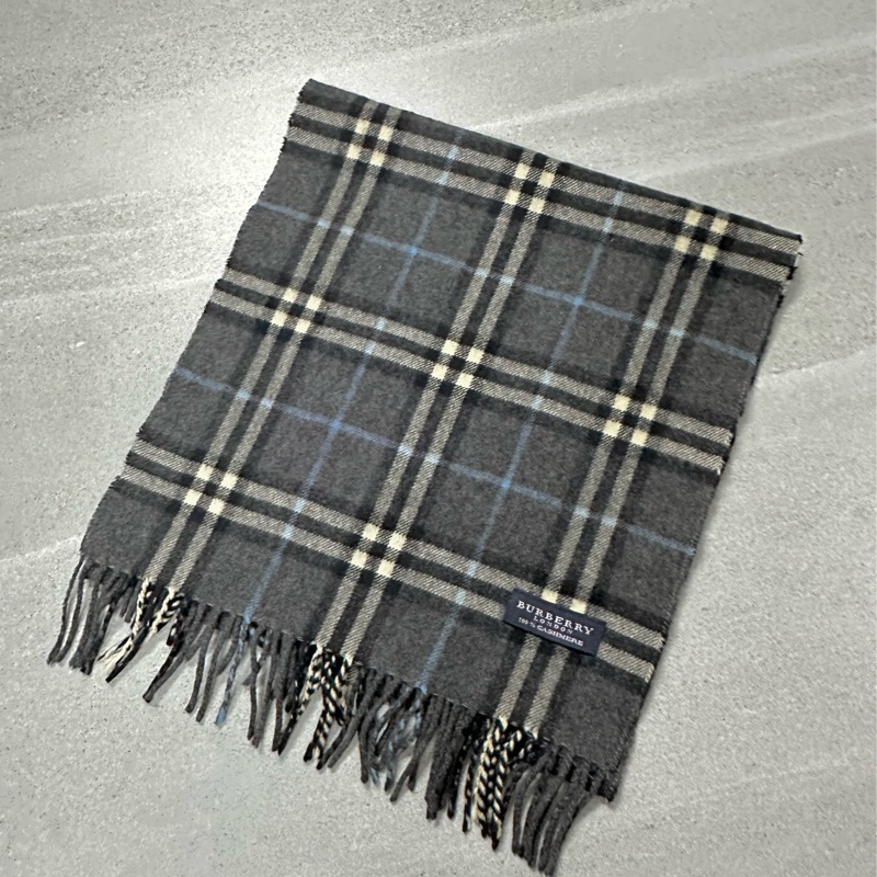 BURBERRY深灰色格紋羊絨圍巾✨-1