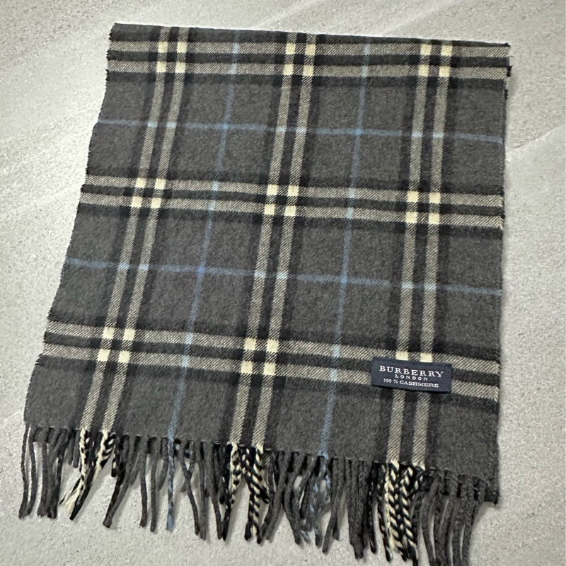 BURBERRY深灰色格紋羊絨圍巾✨-2