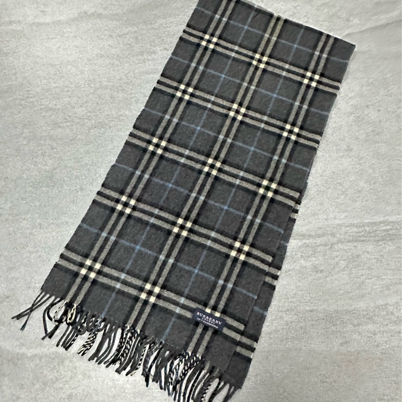 BURBERRY深灰色格紋羊絨圍巾✨-4