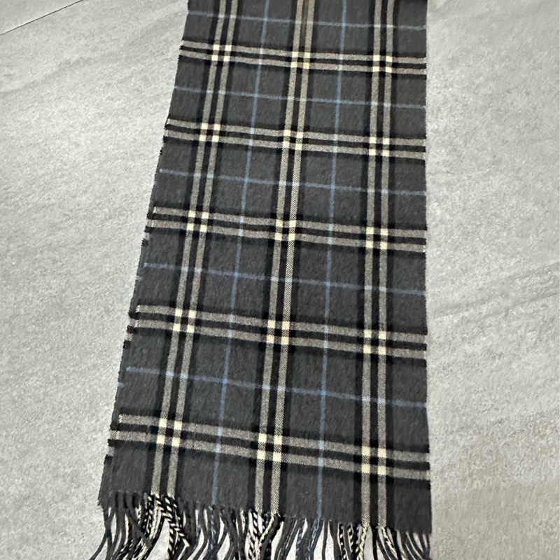 BURBERRY深灰色格紋羊絨圍巾✨-5