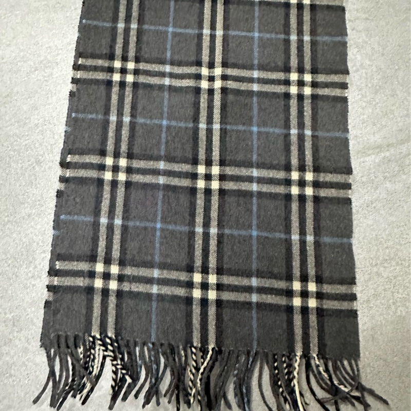 BURBERRY深灰色格紋羊絨圍巾✨-7