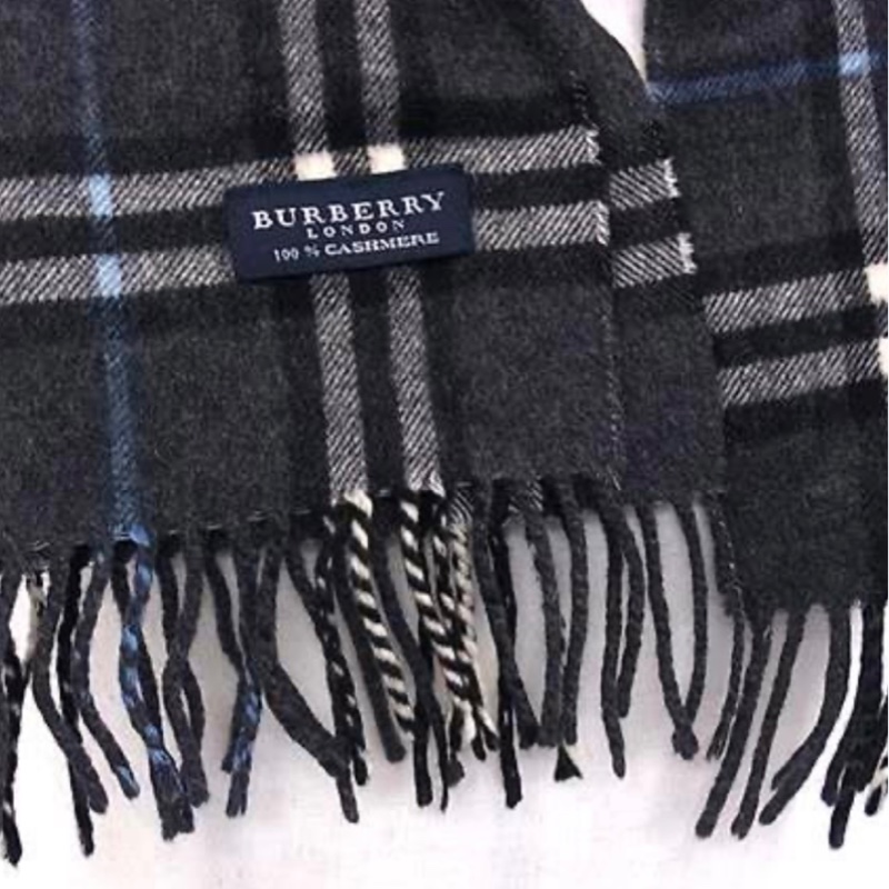 BURBERRY深灰色格紋羊絨圍巾✨-9