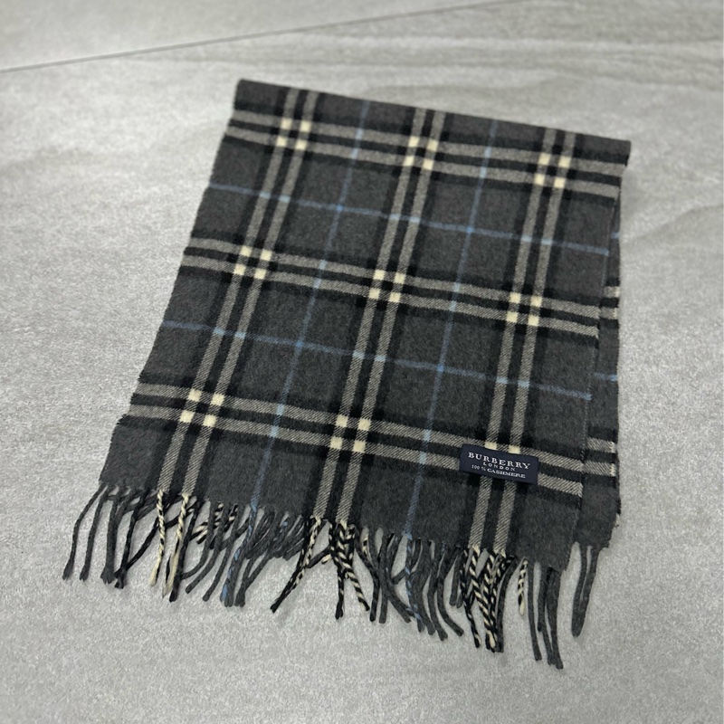 BURBERRY深灰色格紋羊絨圍巾✨-15