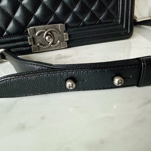 Chanel✨boy 28 黑色荔枝 做舊銀釦 鏈條包 28開-17