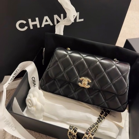 🌟全新Chanel 25s 手機包 黑金 芯片款