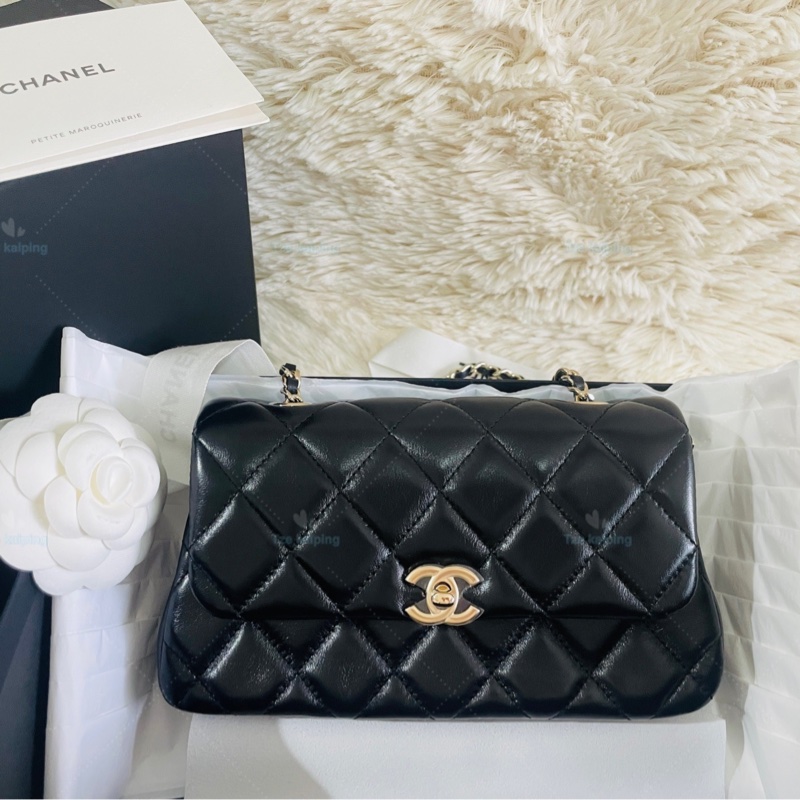 🌟全新Chanel 25s 手機包 黑金 芯片款-7