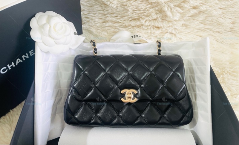 🌟全新Chanel 25s 手機包 黑金 芯片款-10