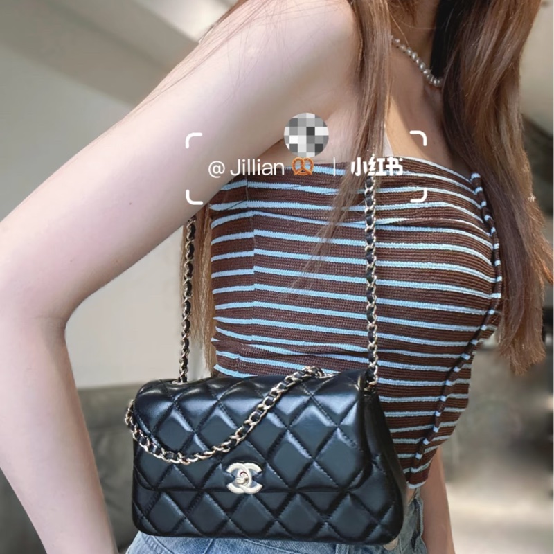 🌟全新Chanel 25s 手機包 黑金 芯片款-11