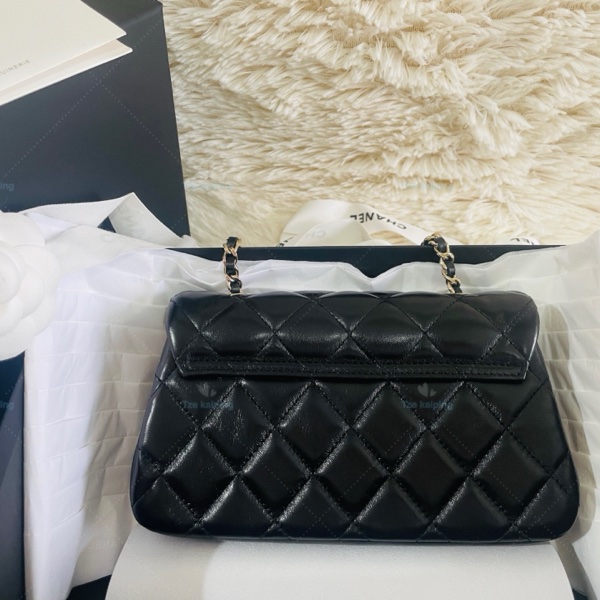 🌟全新Chanel 25s 手機包 黑金 芯片款-12