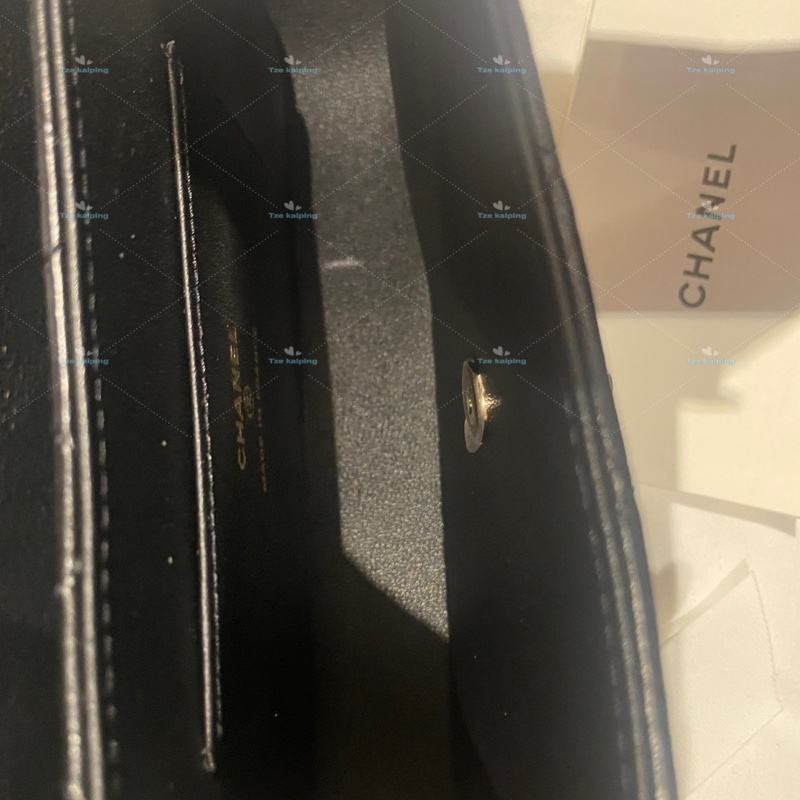 🌟全新Chanel 25s 手機包 黑金 芯片款-20