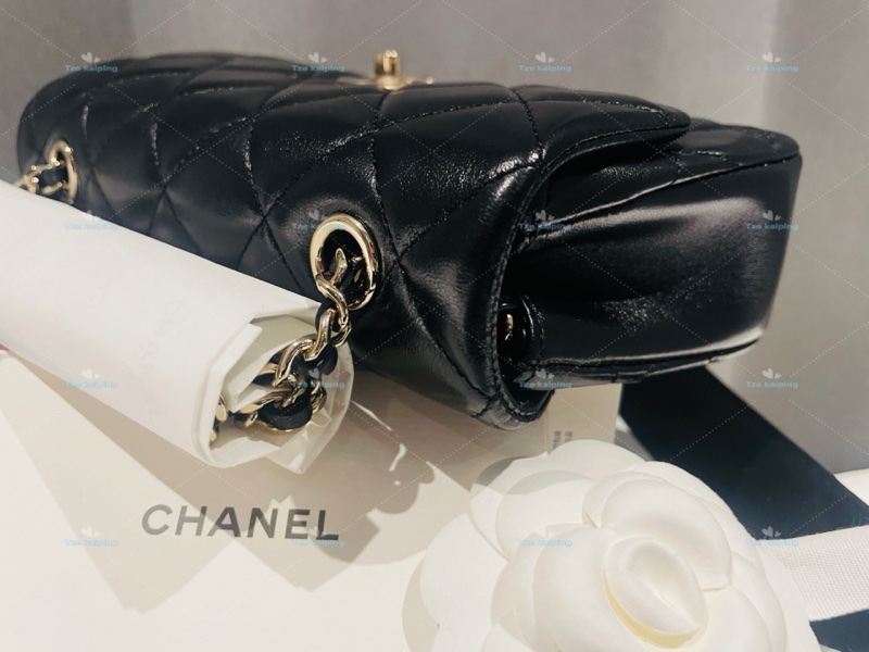 🌟全新Chanel 25s 手機包 黑金 芯片款-23