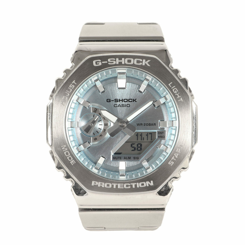卡西歐 G-SHOCK GM-2110D-2AJF 金屬錶殼腕錶，銀色錶殼搭配淺藍色錶盤，男士款-0