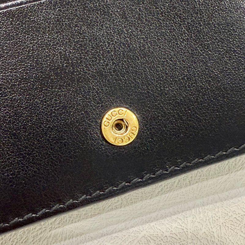 GUCCI - 黑色牛皮金釦GG Marmont 短夾-15