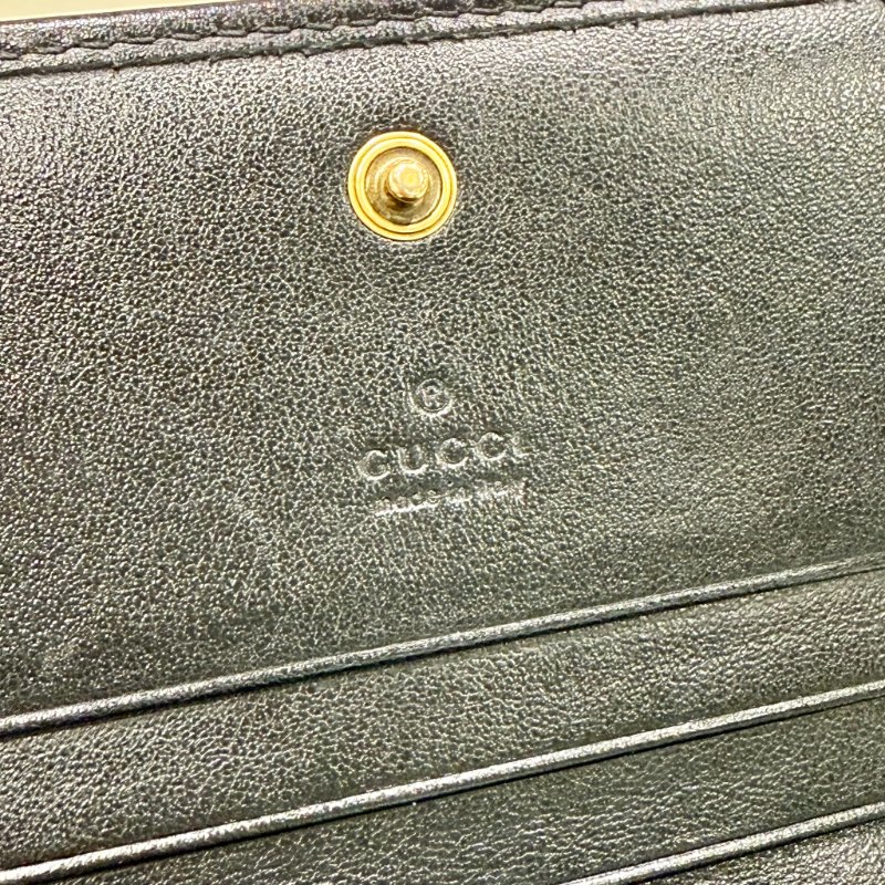 GUCCI - 黑色牛皮金釦GG Marmont 短夾-16