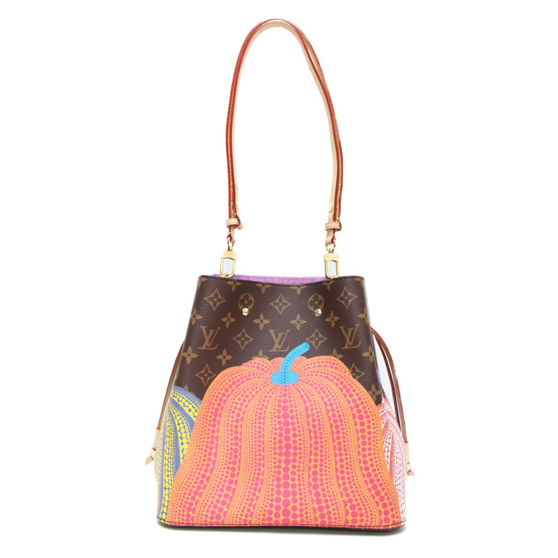 路易威登 x 草間彌生 NeoNoe MM 單肩包 M46473 Monogram Pumpkin Dot 棕色女士聯名斜背包-3