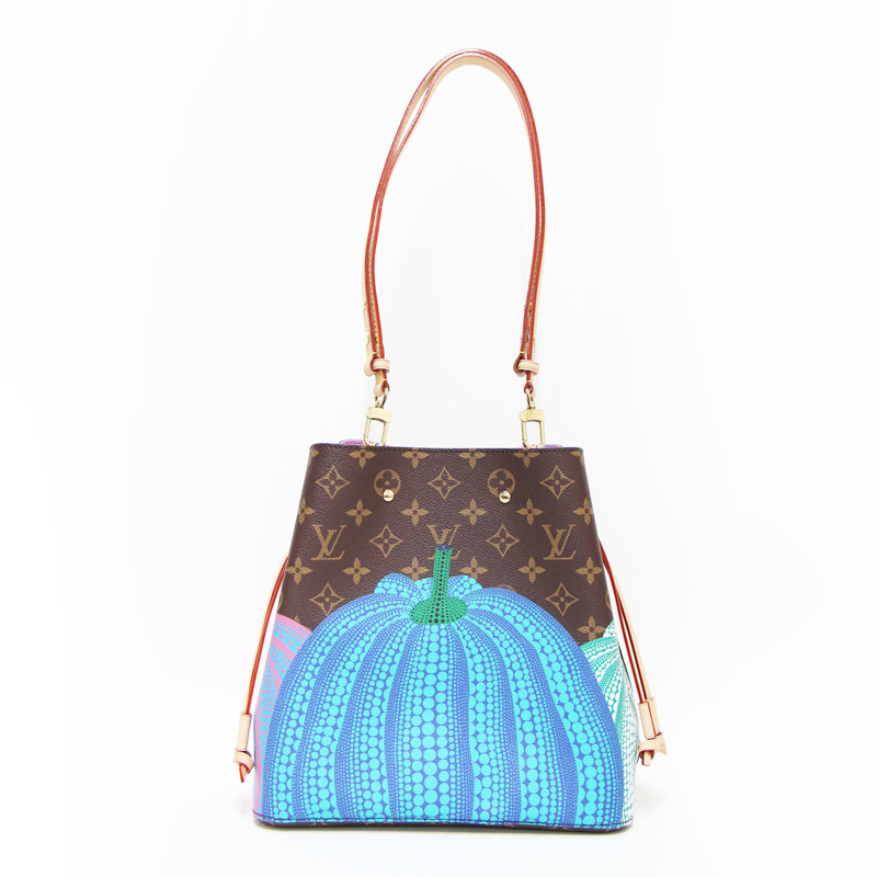 路易威登 x 草間彌生 NeoNoe MM 單肩包 M46473 Monogram Pumpkin Dot 棕色女士聯名斜背包-4
