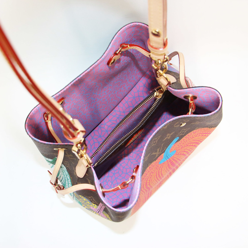 路易威登 x 草間彌生 NeoNoe MM 單肩包 M46473 Monogram Pumpkin Dot 棕色女士聯名斜背包-5