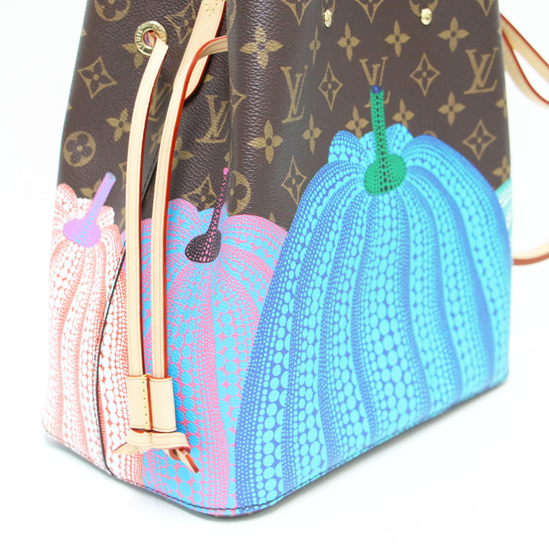 路易威登 x 草間彌生 NeoNoe MM 單肩包 M46473 Monogram Pumpkin Dot 棕色女士聯名斜背包-9