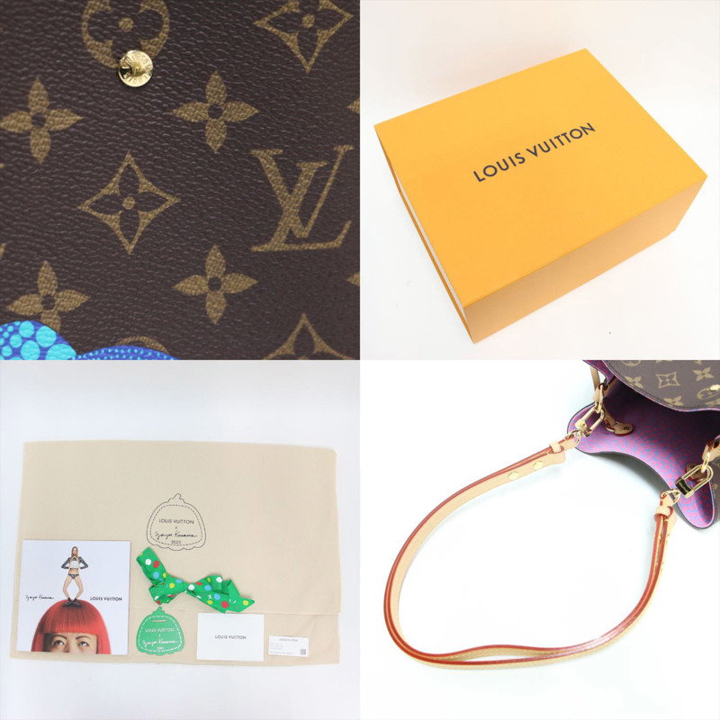 路易威登 x 草間彌生 NeoNoe MM 單肩包 M46473 Monogram Pumpkin Dot 棕色女士聯名斜背包-12