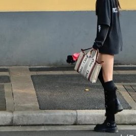 CHLOE - 米色拚棕色帆布Woody手提斜背包 / 小號-2