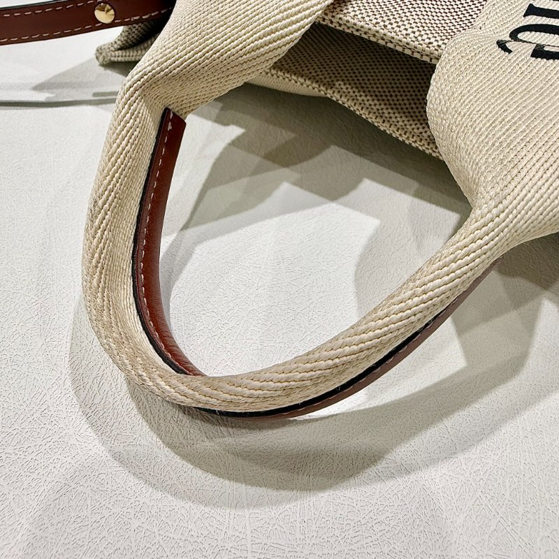 CHLOE - 米色拚棕色帆布Woody手提斜背包 / 小號-19