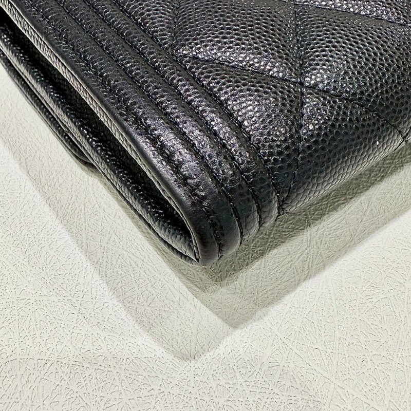 CHANEL - 黑色牛皮銀釦BOY下蓋長夾-10