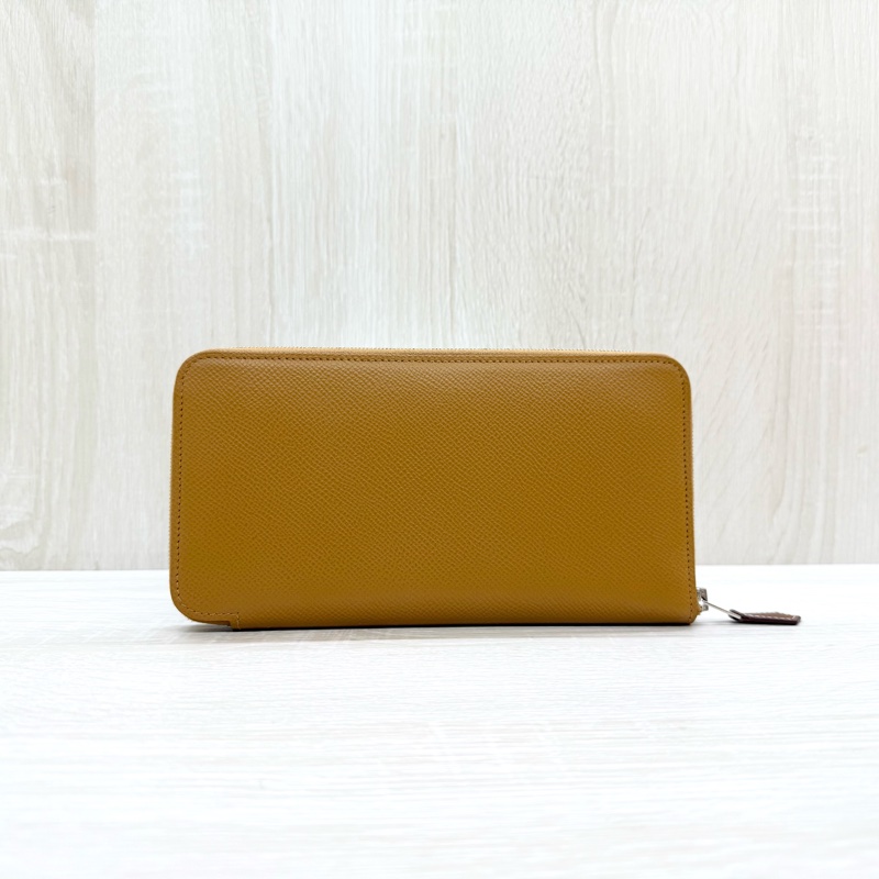 HERMES 2S芝麻色EPSOM皮銀釦絲巾長夾-1