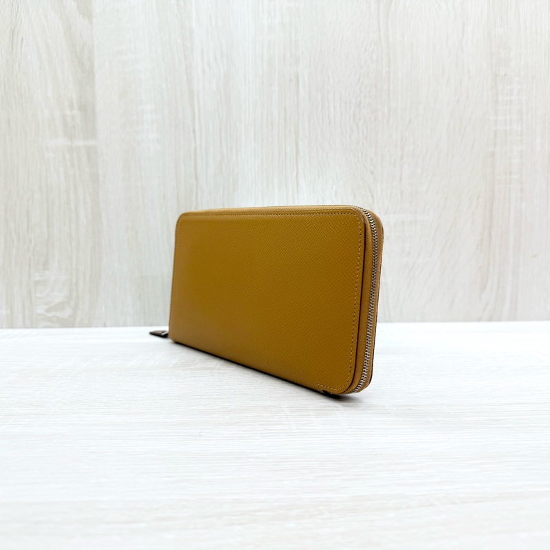 HERMES 2S芝麻色EPSOM皮銀釦絲巾長夾-2