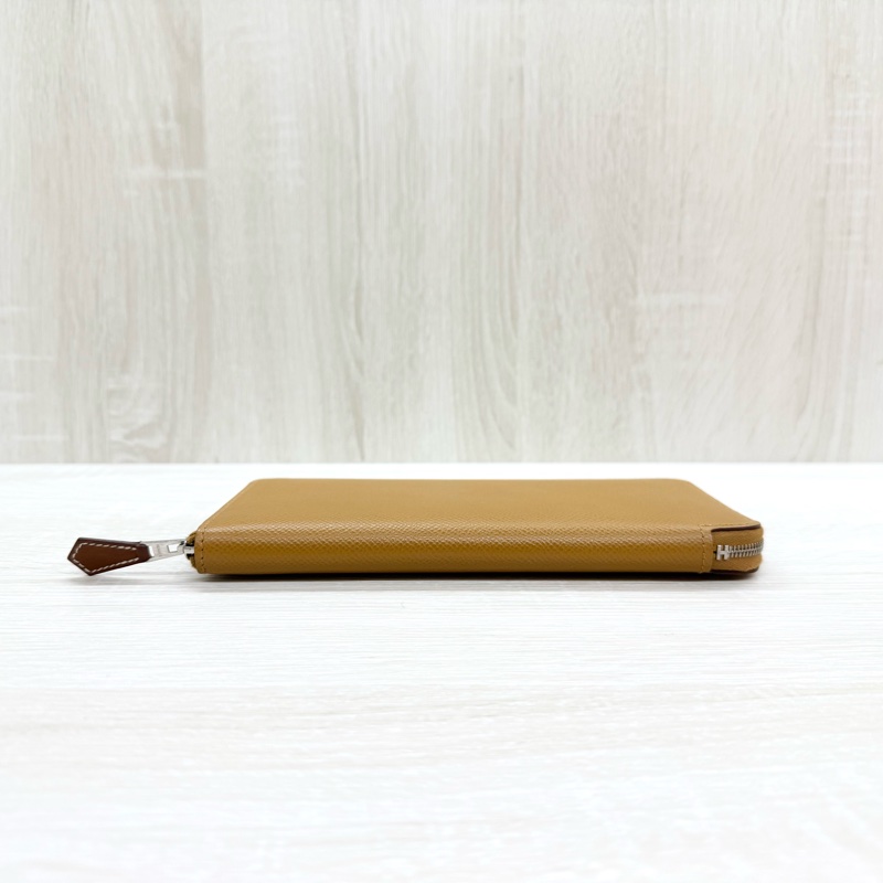 HERMES 2S芝麻色EPSOM皮銀釦絲巾長夾-4