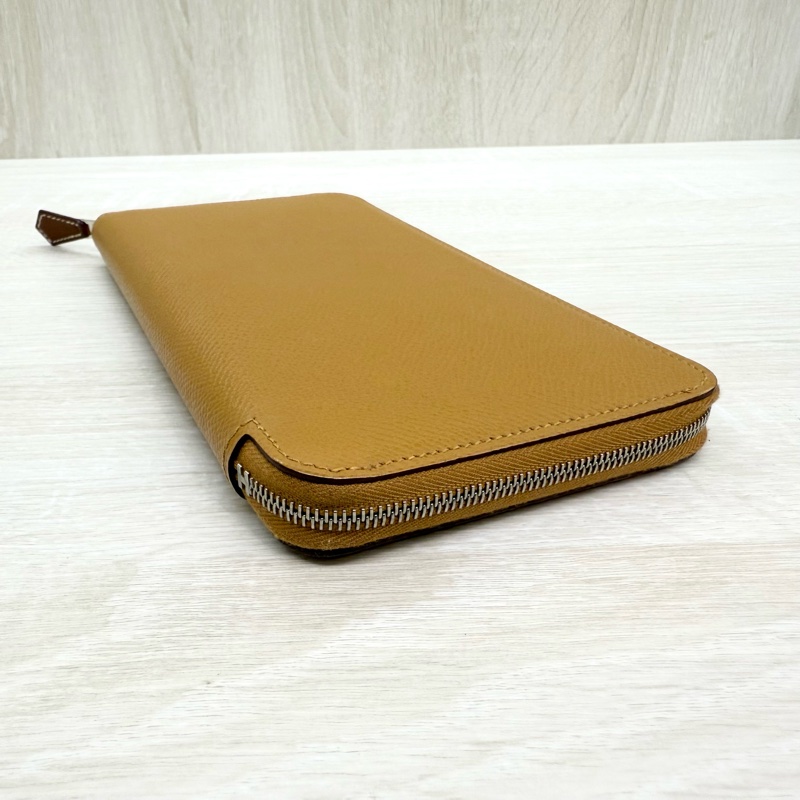 HERMES 2S芝麻色EPSOM皮銀釦絲巾長夾-5