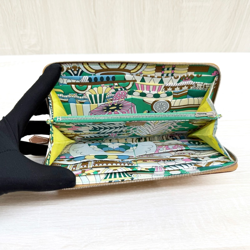 HERMES 2S芝麻色EPSOM皮銀釦絲巾長夾-7