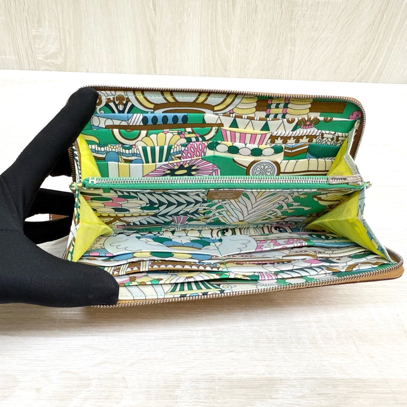 HERMES 2S芝麻色EPSOM皮銀釦絲巾長夾-8