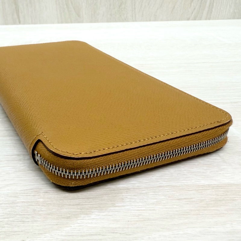 HERMES 2S芝麻色EPSOM皮銀釦絲巾長夾-11