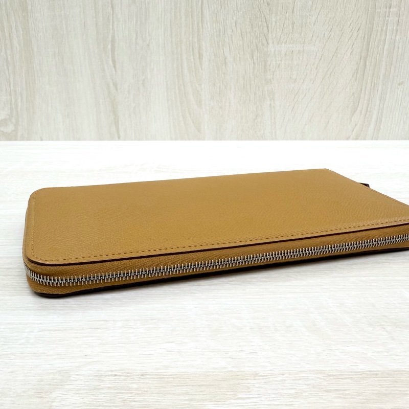 HERMES 2S芝麻色EPSOM皮銀釦絲巾長夾-12