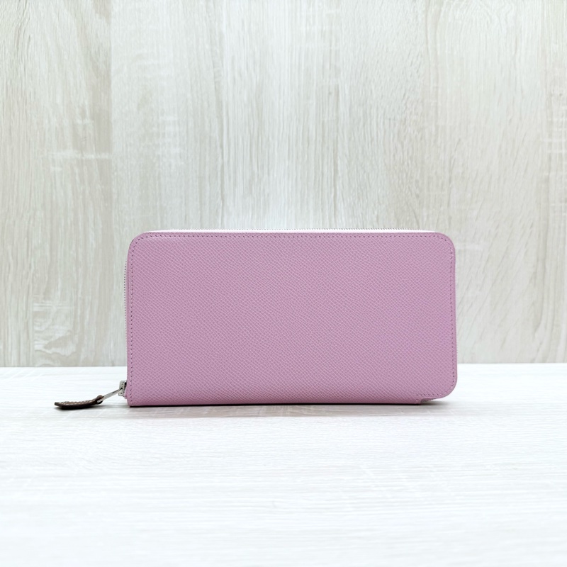 Hermes粉紫色拚黃色小花內裡絲巾長夾-1