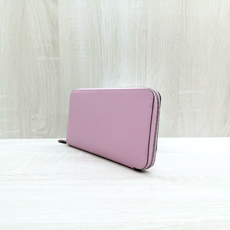 Hermes粉紫色拚黃色小花內裡絲巾長夾-2