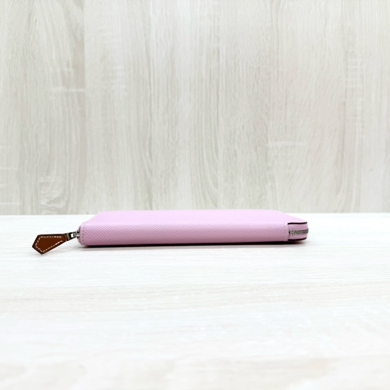 Hermes粉紫色拚黃色小花內裡絲巾長夾-4