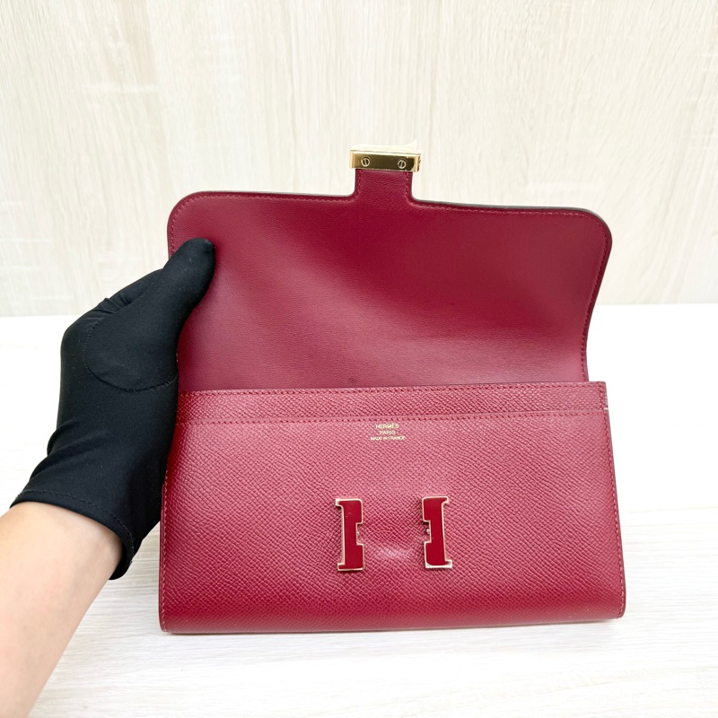 HERMES石榴紅色EPSOM康康長夾-7